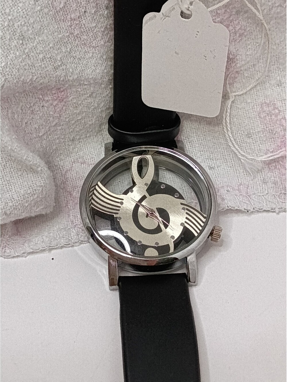Quartz Ladies Watch G Clef Musical Note Faux Leather Band Black. Needs Battery